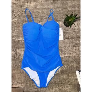 Profile‎ Gottex Tutti Frutti Bandeau OnePiece Swimsuit Periwinkle Swimsuit 8 NEW